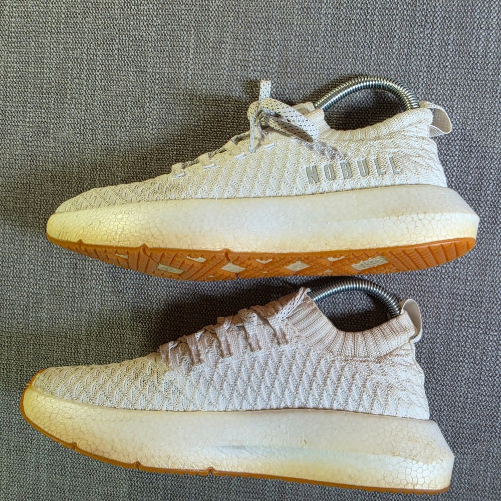 Nobull Knit Runner Women 8 mens 6.5 Cream Stretch Athletic Training Shoes - Picture 6 of 7